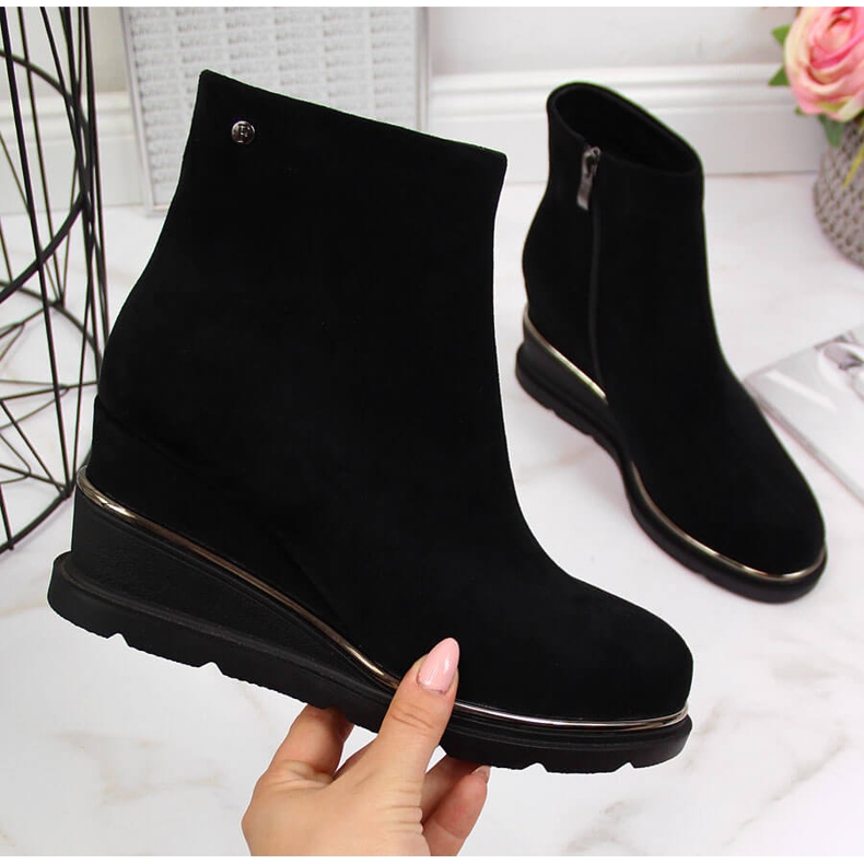 Schwarze warme Keilstiefel für Damen Filippo 2