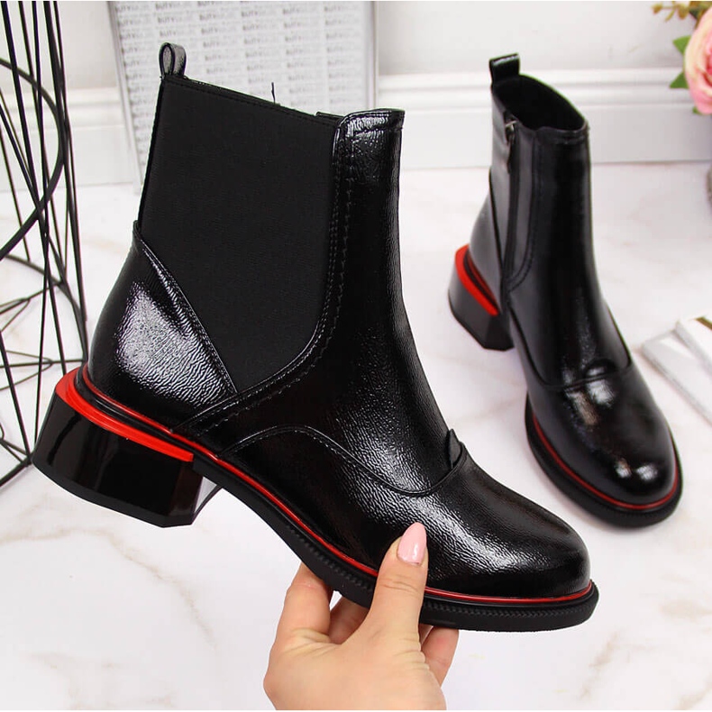 Schwarze Lackleder-Jodhpur-Stiefel für Damen Filippo 2