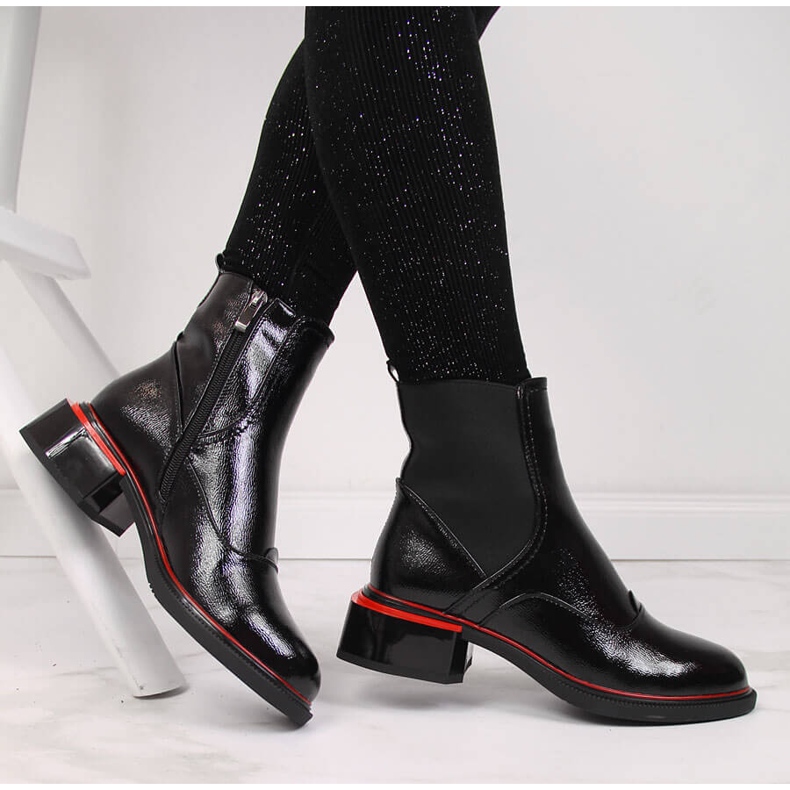 Schwarze Lackleder-Jodhpur-Stiefel für Damen Filippo 1