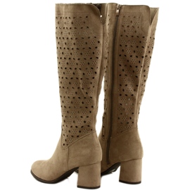 M.Daszyński Durchbrochene Stiefel auf einer Stange Beige SA156-10 3