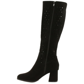 M.Daszyński Durchbrochene Stiefel auf einer Stange Schwarz SA156-10 1