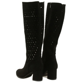 M.Daszyński Durchbrochene Stiefel auf einer Stange Schwarz SA156-10 3