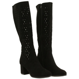 M.Daszyński Durchbrochene Stiefel auf einer Stange Schwarz SA156-10 2