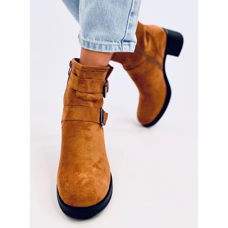 Teoo Camel Stiefel mit weitem Absatz braun 1