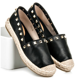 Espadrilles mit Nieten schwarz 1