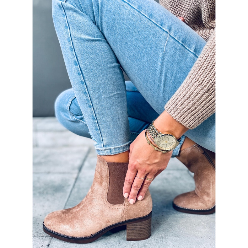 Stiefel mit weitem Absatz Fill Beige 2