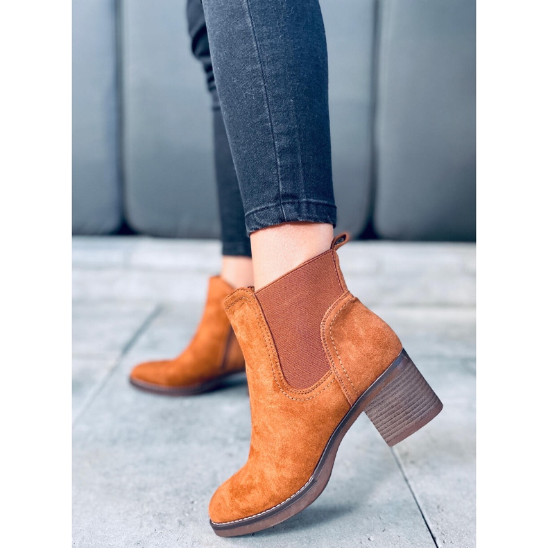 Fill Camel Stiefel mit weitem Absatz braun 1