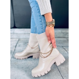 Stiefel mit Sockenoberteil Grace Beige 1