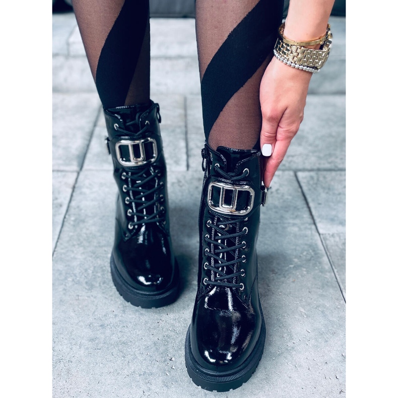 Lackierte Stiefel Mila PATENT (SCHWARZ) 2