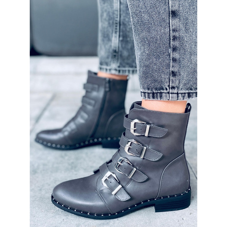 Stiefel mit Schnallen Punto Grey grau 1