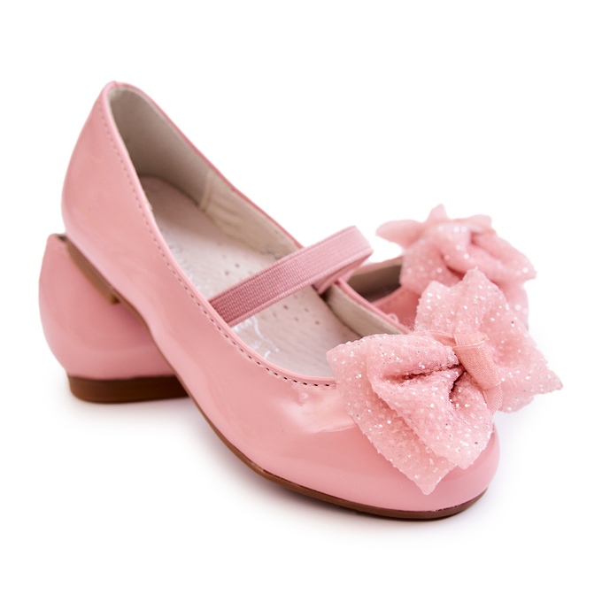 S.Barski Lackierte Kinderballerinas mit Schleife Pink Zolly rosa 3