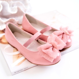S.Barski Lackierte Kinderballerinas mit Schleife Pink Zolly rosa 4