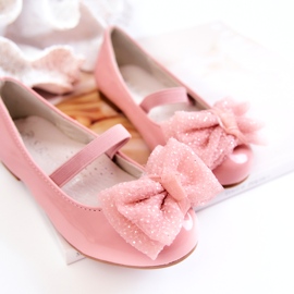 S.Barski Lackierte Kinderballerinas mit Schleife Pink Zolly rosa 2