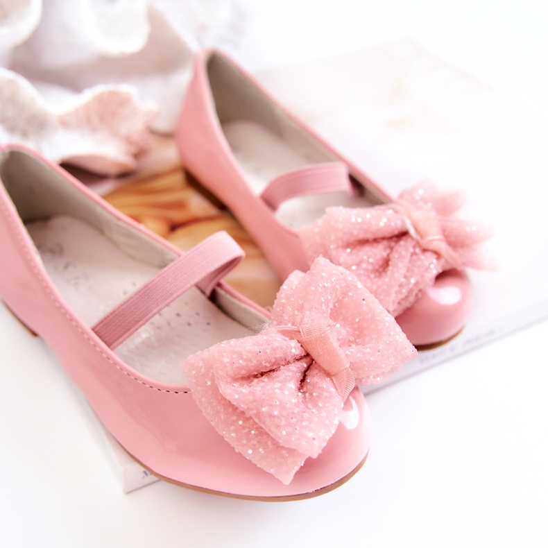 S.Barski Lackierte Kinderballerinas mit Schleife Pink Zolly rosa 2