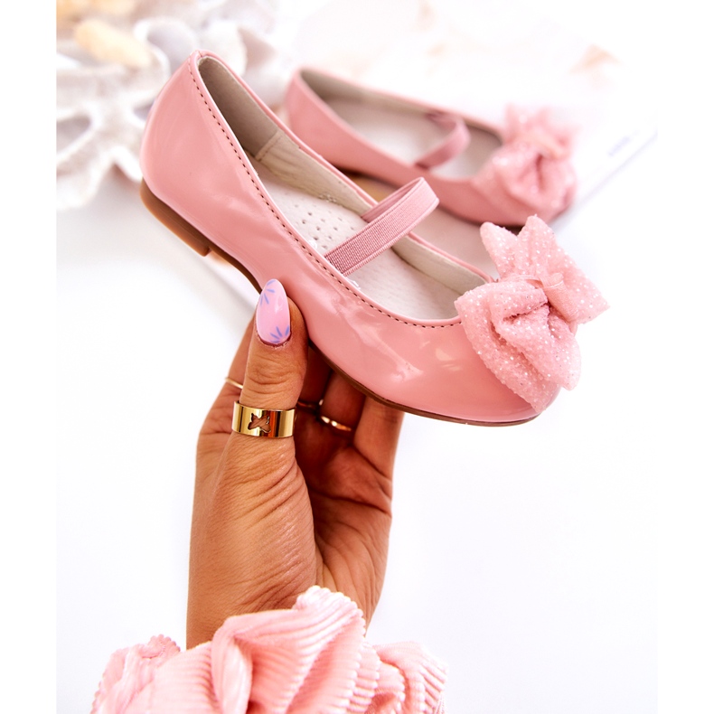 S.Barski Lackierte Kinderballerinas mit Schleife Pink Zolly rosa 1