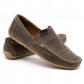 Olivier Herrenschuhe Mokassin 906 für den Sommer braun grau 3