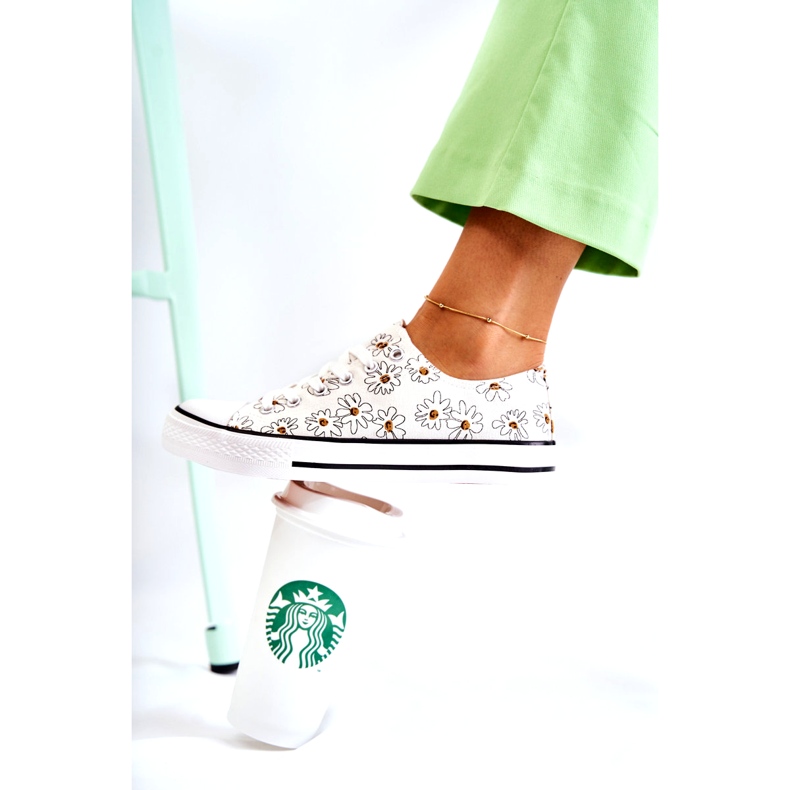 PS1 Niedrige Turnschuhe der Frauen mit weißen Janey-Blumen 1