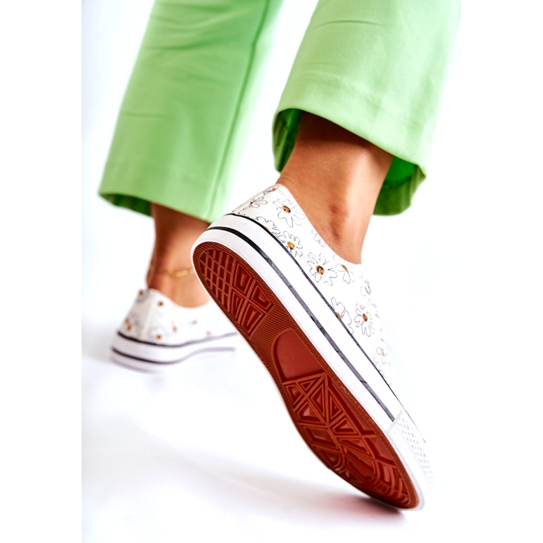PS1 Niedrige Turnschuhe der Frauen mit weißen Janey-Blumen 4