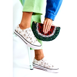 PS1 Niedrige Turnschuhe der Frauen mit weißen Janey-Blumen 5