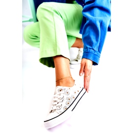 PS1 Niedrige Turnschuhe der Frauen mit weißen Janey-Blumen 6