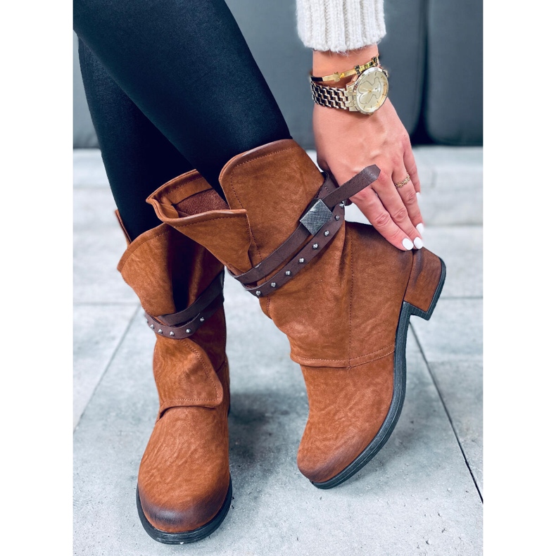 Militärische Damenstiefel Aina Camel braun 1