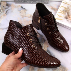 Lacklederschuhe für Damen, Lackleder Schlangenleder Vinceza braun 1