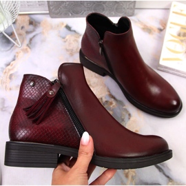 Damenstiefeletten Jodhpur Schlangenhaut Vinceza rotwein rot 1