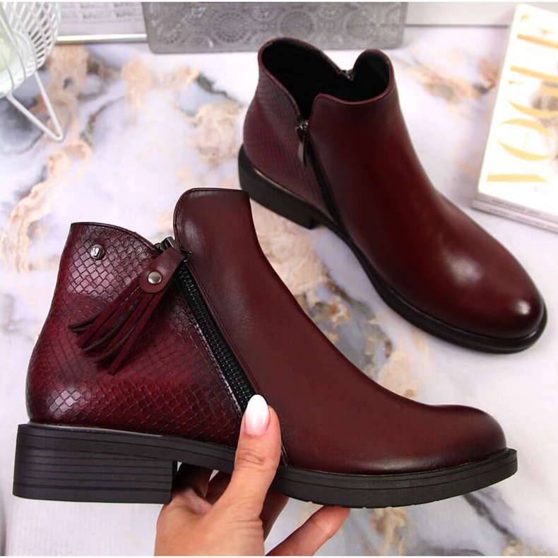 Damenstiefeletten Jodhpur Schlangenhaut Vinceza rotwein rot 1