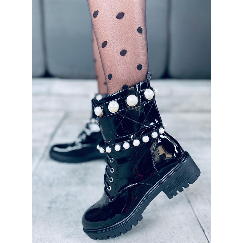 Lackierte Taschen mit Beni Black Perlen schwarz 1