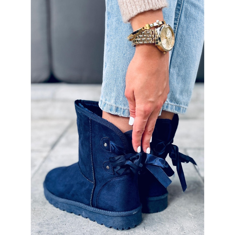 Schneestiefel von Emusy mit Schleifen in Stella Blue marineblau 1