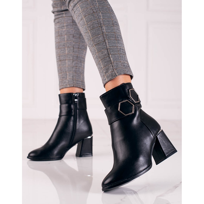 T.Sokolski Schwarze Sokolski Damenstiefel auf breitem Pfosten 2