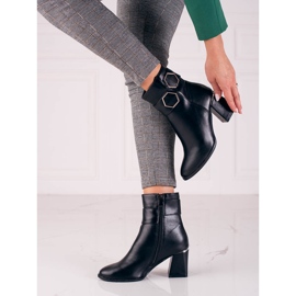 T.Sokolski Schwarze Sokolski Damenstiefel auf breitem Pfosten 1