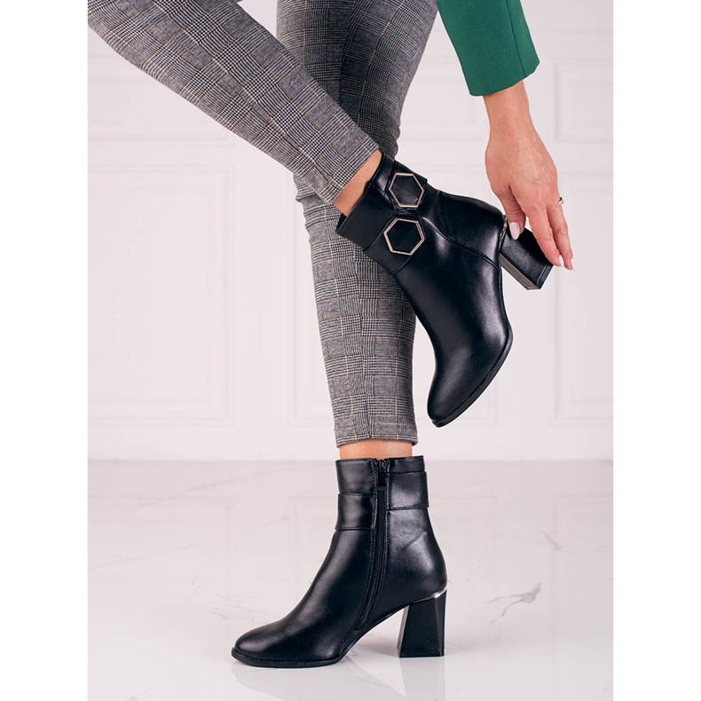 T.Sokolski Schwarze Sokolski Damenstiefel auf breitem Pfosten 1