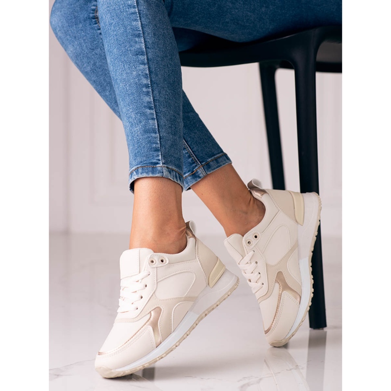 Beige Sportschuhe für Damen von Shelovet aus ökologischem Leder 1
