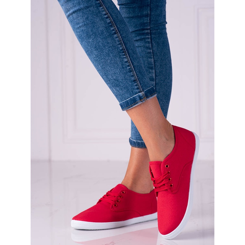 Leichte Shelovet-Sneakers aus rotem Stoff für Damen 2