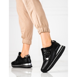 Schwarze Damen-Snekaers auf dem Shelovet-Keilabsatz 2