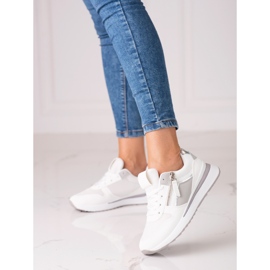 Weiße Shelovet Damen-Sneakers mit weißer Sohle lila 1