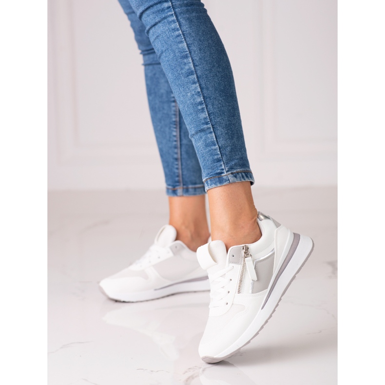 Weiße Shelovet Damen-Sneakers mit weißer Sohle lila 1