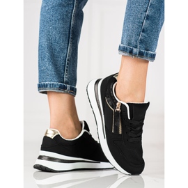 Schwarze Shelovet Damen-Sneakers mit weißer Sohle 1