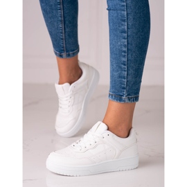 Klassische sportliche Shelovet-Sneaker für Damen aus ökologischem Leder in Weiß 1