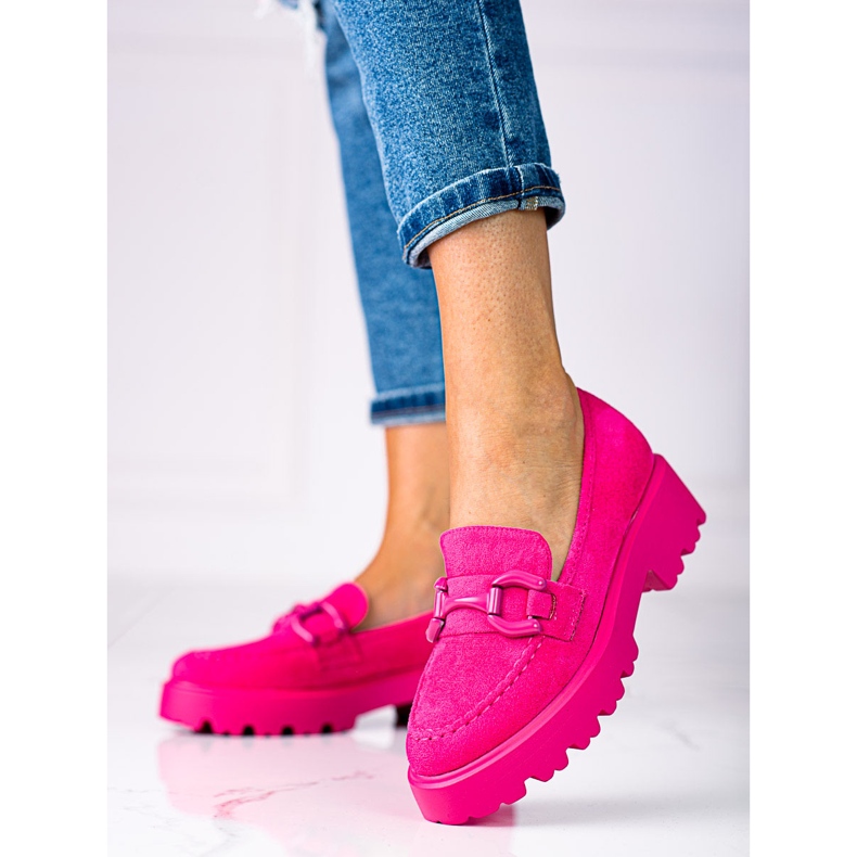 Modischer Damen-Loafer auf dem fuchsiafarbenen Vinceza-Plateau rosa 1