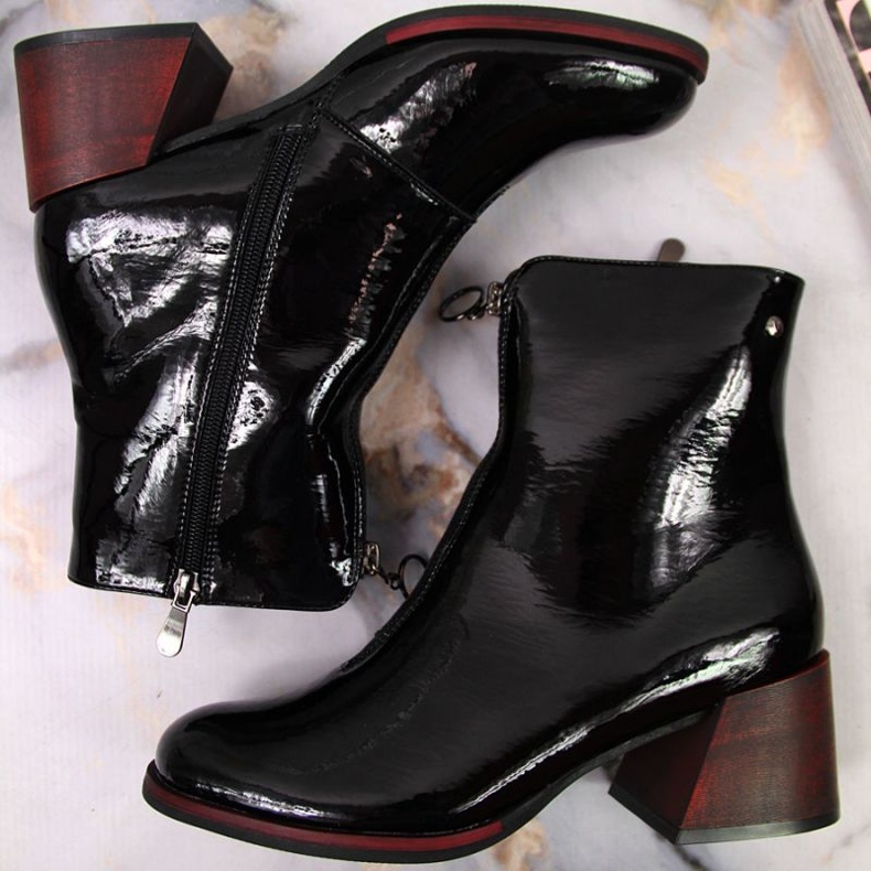 Stiefel auf Absätzen Vinceza W JAN137 schwarz lackiert 1