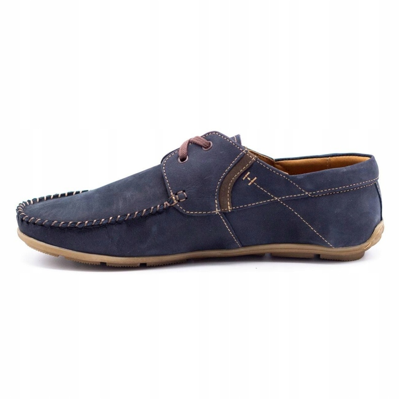Olivier Herren Leder Slipper 297 marineblau braun 1