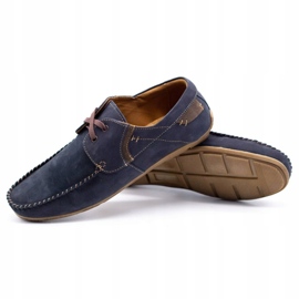Olivier Herren Leder Slipper 297 marineblau braun 2