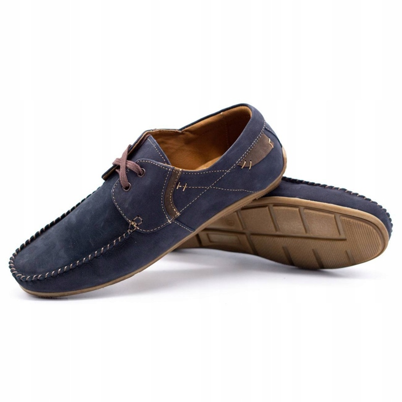 Olivier Herren Leder Slipper 297 marineblau braun 2