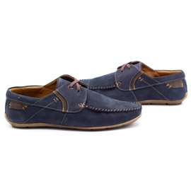 Olivier Herren Leder Slipper 297 marineblau braun 3