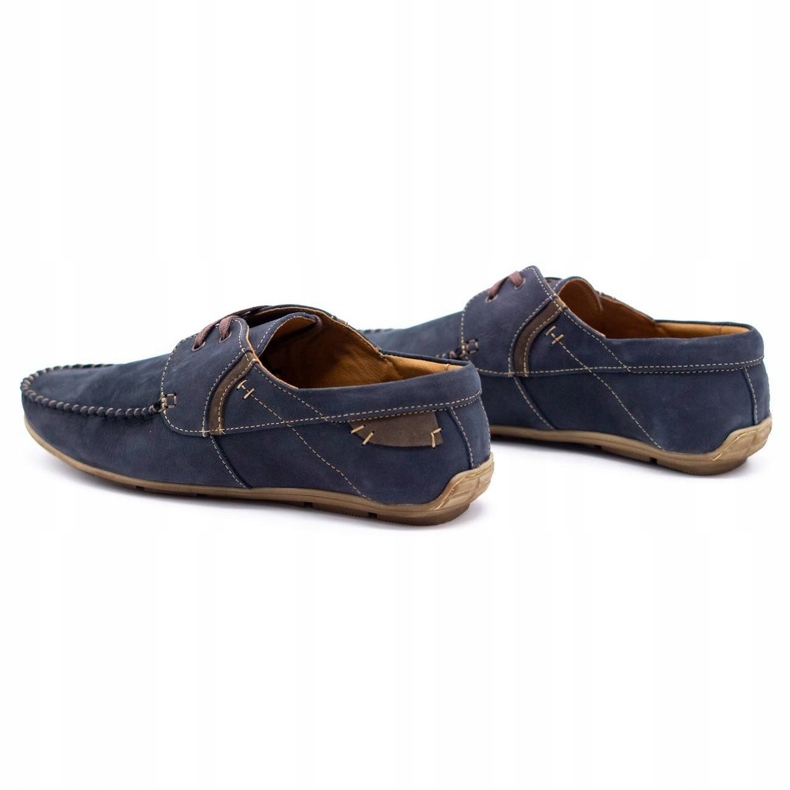 Olivier Herren Leder Slipper 297 marineblau braun 4