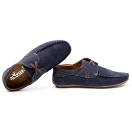 Olivier Herren Leder Slipper 297 marineblau braun 5