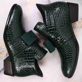 Damenstiefel Jodhpurstiefelette mit grün lackierter Potocki-Schleife 1