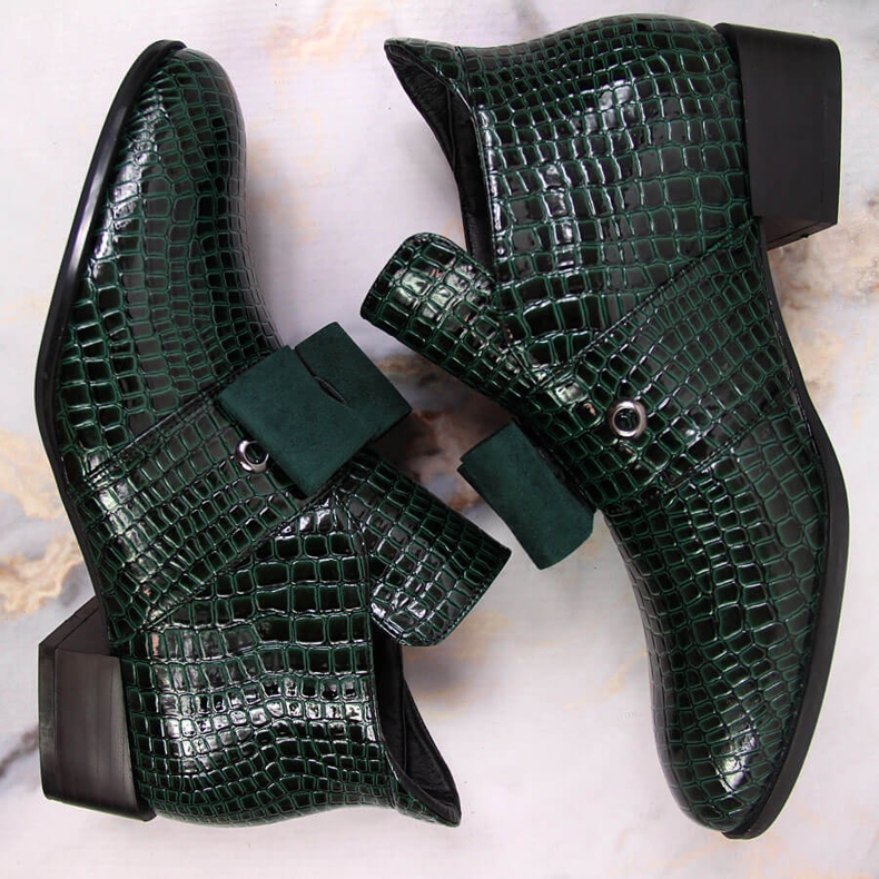 Damenstiefel Jodhpurstiefelette mit grün lackierter Potocki-Schleife 1